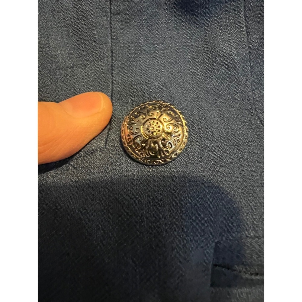 Kate & Rosy Navy Blue Military Inspired Blazer Crest Buttons Rayon Blend Size M - Picture 5 of 7